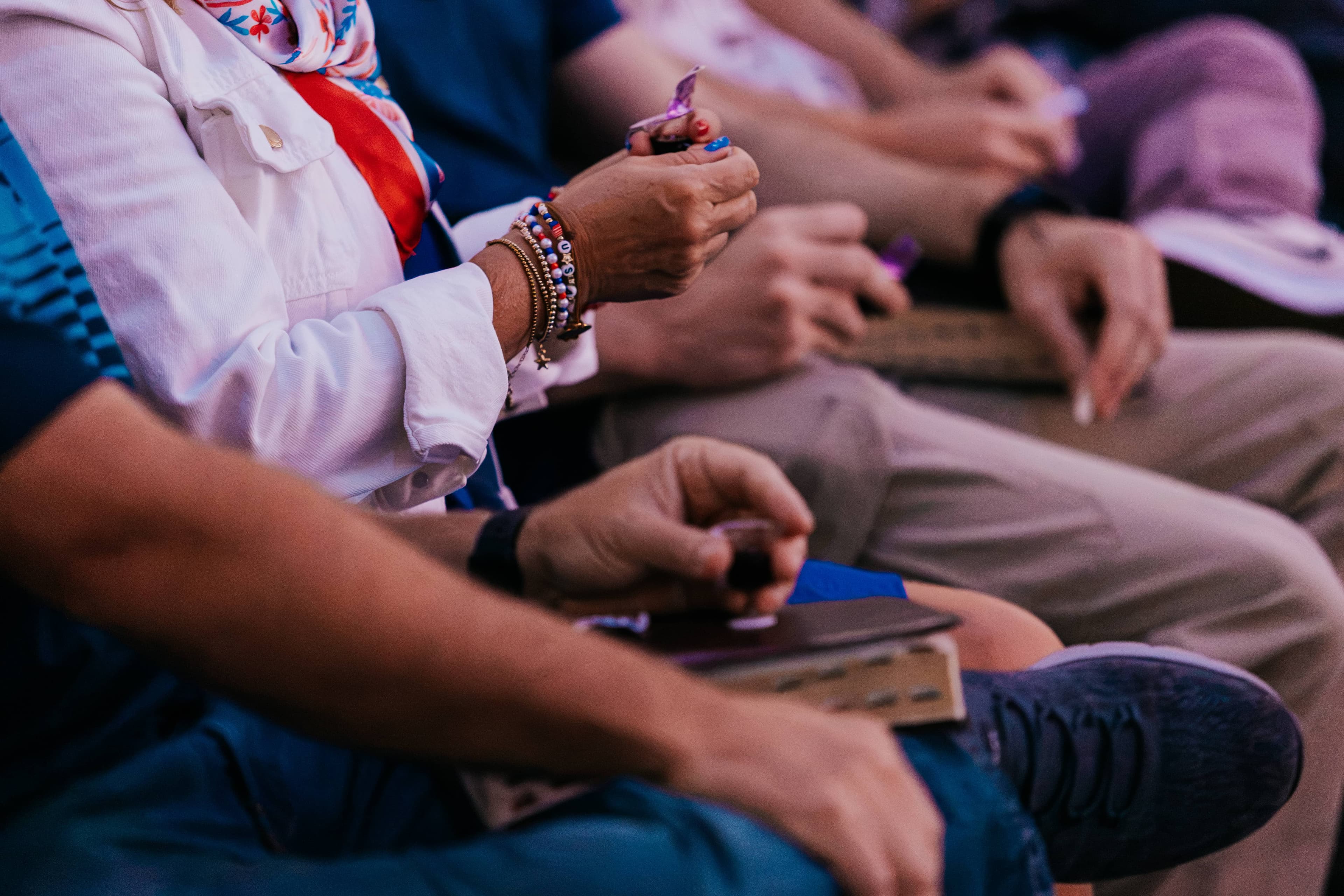 People taking communion during service.